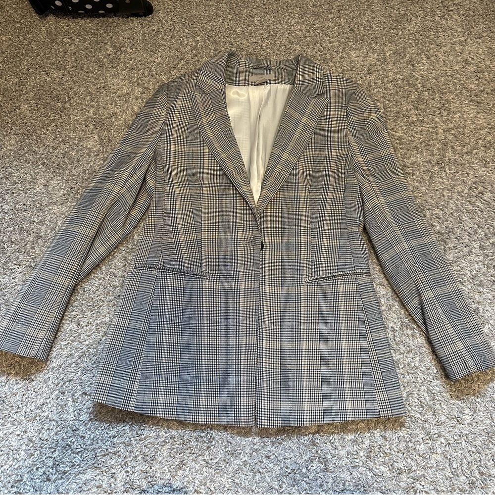 H&M Neutral Plaid Blazer